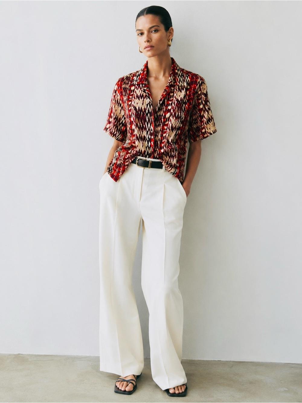 Vintage Button Down African Print Style Blouse M